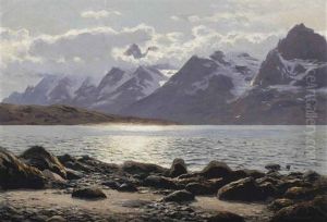 Am Raftsund Bei Digermulen Mit Blick Auf Den Rulten; Mountainous Landscape, Norway by Karl Paul Themistocles von Eckenbrecher
