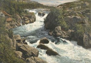 Norwegische Flusspartie Im Sommer by Karl Paul Themistocles von Eckenbrecher