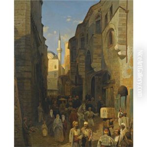 A Busy Street In Tangiers by Karl Paul Themistocles von Eckenbrecher