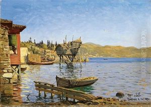 Blick In Die Bucht Von Brebek Am Bosporus by Karl Paul Themistocles von Eckenbrecher