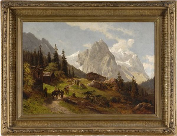 Alpine Landschaft Mit Bergsteigern - view 1