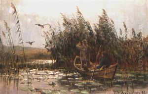 Die Entenjagd by Karl Paul Themistocles von Eckenbrecher