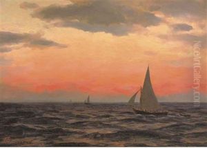 Sommerabend Im Mittelmeer - Sailing At Sunset by Karl Paul Themistocles von Eckenbrecher