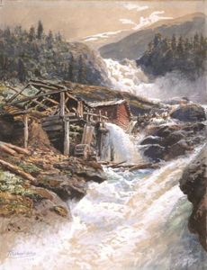 Norwegischer Wasserfall by Karl Paul Themistocles von Eckenbrecher