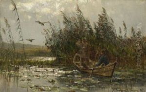 Entenjagd Im Schilf by Karl Paul Themistocles von Eckenbrecher