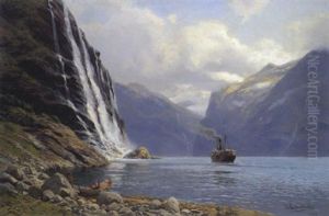 Die Sieben Schwestern Im Geiranger Fjord by Karl Paul Themistocles von Eckenbrecher