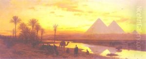 Halte De Chameliers Pres Des Marais Aux Abords Du Caire by Karl Paul Themistocles von Eckenbrecher