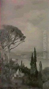 A View On The Bosphorus At Sunset by Karl Paul Themistocles von Eckenbrecher