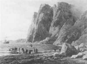 A Fjord Inlet With Passengers Coming Ashore From A Yacht