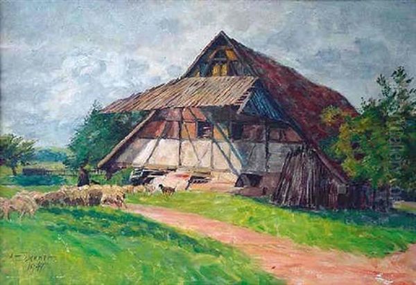 Landschaft Mit Stall Und Schafen - view 1