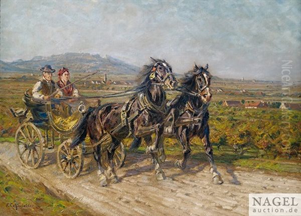 Zwei Rappen Mit Kutsche - view 1