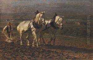 Bauer Mit Pferdegespann