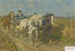 Kutschgespann Mit Beipferd by Friedrich Eckenfelder