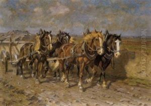 Vierspanniges Pferdefuhrwerk by Friedrich Eckenfelder