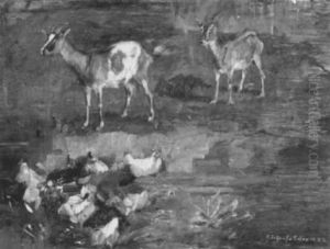 Ziegen- Und Huhnerstudie by Friedrich Eckenfelder