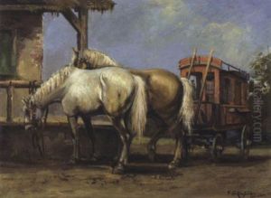 Pferde Mit Kutsche by Friedrich Eckenfelder