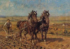 Plowing The Fields by Friedrich Eckenfelder