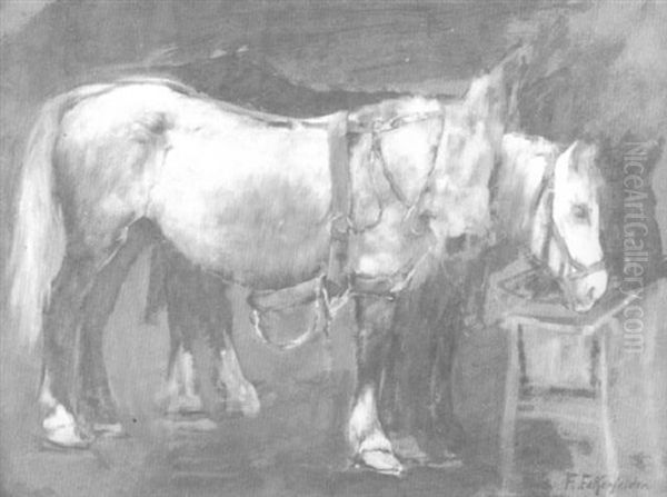 Schimmel Und Brauner An Der Krippe - view 1