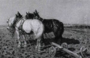 Zweispanniger Pflug Auf Dem Feld by Friedrich Eckenfelder