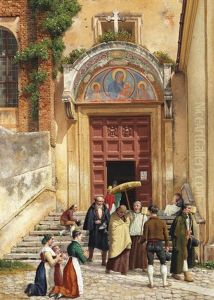 A Roman Monastery (the Entrance Gate To Araceli) by Christoffer Wilhelm Eckersberg