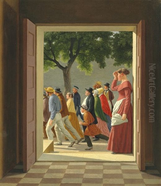 View Through A Door To Running Figures - view 1