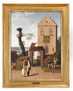 Landscape With A Church With A Real Clock Inserted In The Tower