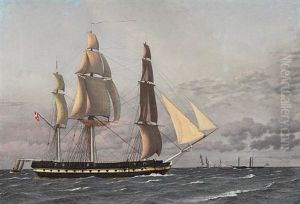 A Frigate "nymfen" (the Nymph) Sailing by Christoffer Wilhelm Eckersberg