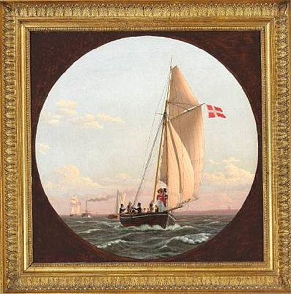 En Fart Til Charlottenlund. Dampskibet Caledonia Kommer En Lystbaad Imode - view 1