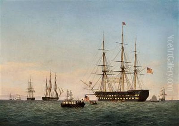Seascape With An American Ship Of The Line - view 1