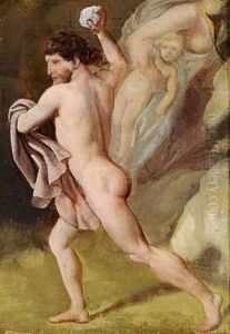 A Man Is Throwing A Stone (study For When Israels Children Spoke Against God And Moses The Lord Sent Burning Snakes Against The People) by Christoffer Wilhelm Eckersberg