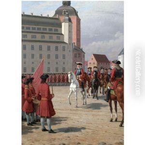 Kong Frederik Iv Kommer For At Monstre En Afdeling Af Den Nyoprettede Landmilits by Christoffer Wilhelm Eckersberg