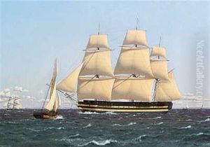 Orlogsskibet Skjold Under Sejl by Christoffer Wilhelm Eckersberg