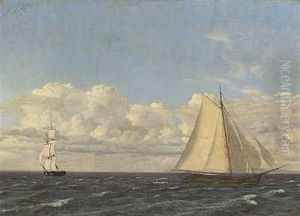 En Jagt Og En Brig Under Seil by Christoffer Wilhelm Eckersberg
