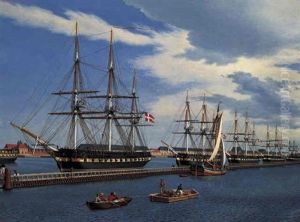 Danish Frigates Under Equipment In Early 1849