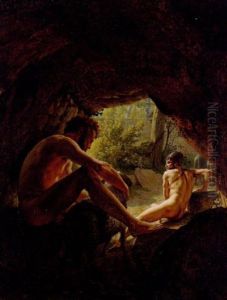 Odysseus Sniger Sig Ud Af Polyfems Hule by Christoffer Wilhelm Eckersberg