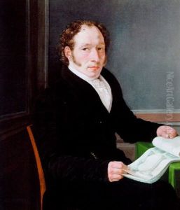 Portraet Af Arkitekt G.f. Hetsch Siddende In Interior Holdene Forlaeg Til Lysestager