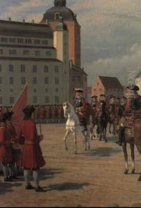 Kong Frederik Iv Kommer For... En Afdeeling Af Den Nyoprettede Landmilits by Christoffer Wilhelm Eckersberg