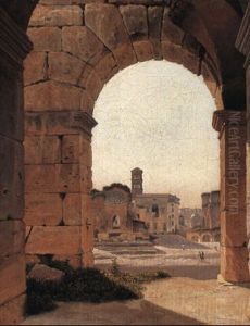 Udsigt Gennem En Af Buerne I Colosseums Andet Stokvaerk Udsigt Gennem En Af Buerne I Colosseums Andet Stokvaerk