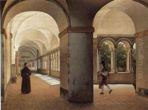 Klostergarden Ved San Paul. (st. Paulo Fuori Delle Mure, Rom) by Christoffer Wilhelm Eckersberg