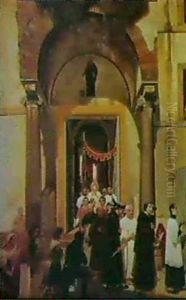 Procession Pa Vej Ud Af En Kirke by Christoffer Wilhelm Eckersberg