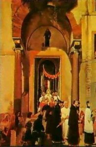 A Procession Leaving An Italian Church A Procession Leaving An Italian Church