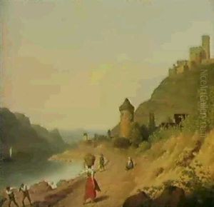 Figures On A Track By The Rhine by Christoffer Wilhelm Eckersberg