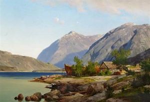 View Of A Norwegian Fiord With A Small Boatyard View Of A Norwegian Fiord With A Small Boatyard