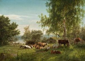 Sommerlandskap Med Hvilende Budeie