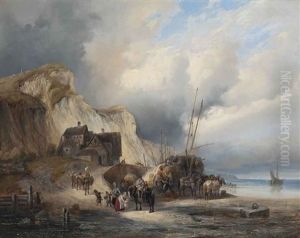 Loading Hay On The Normandy Coast by Henri-Ambros Eckert