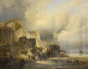 Erinnerung An Die Normandie. Fischerfamilien Am Strand Bei Den Booten by Henri-Ambros Eckert