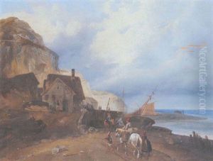 Fischereihafen Vor Einer Steilkuste (bretagne?)