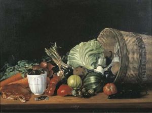 Naturaleza Muerta Con Cesto Y Verduras by Jose Agustin Arrieta