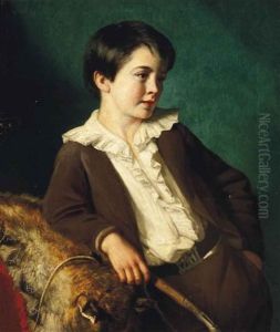 Portrait Of Master John Lethbridge Of Tregeare Manor, Launceston, Devon, Three-quarter-length, In A Brown Suit Holding A Whip, Leaning On An Animal Pelt