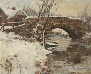 Paysage Au Pont Sous La Neige by Frederic Ede